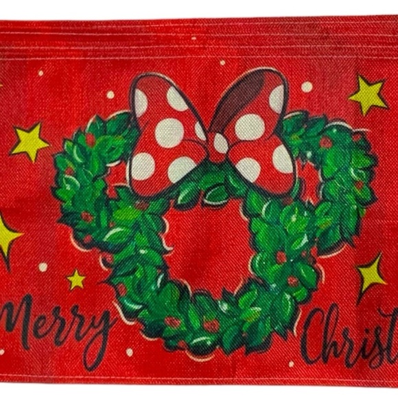 Christmas Placemats Disney Minnie Mouse Mouse Wreath Festive Holiday Red 4 Piece - Picture 11 of 16